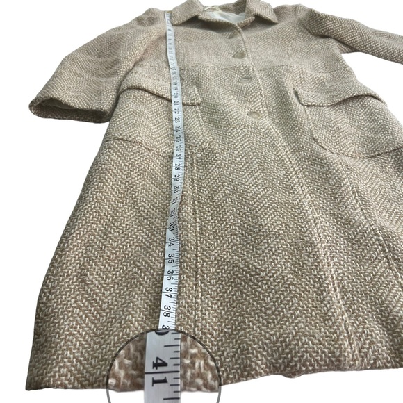Barney’s New York Beige Cream Tan 100% Wool Front Buttons  Lined Coat size XL/1X - Picture 6 of 10